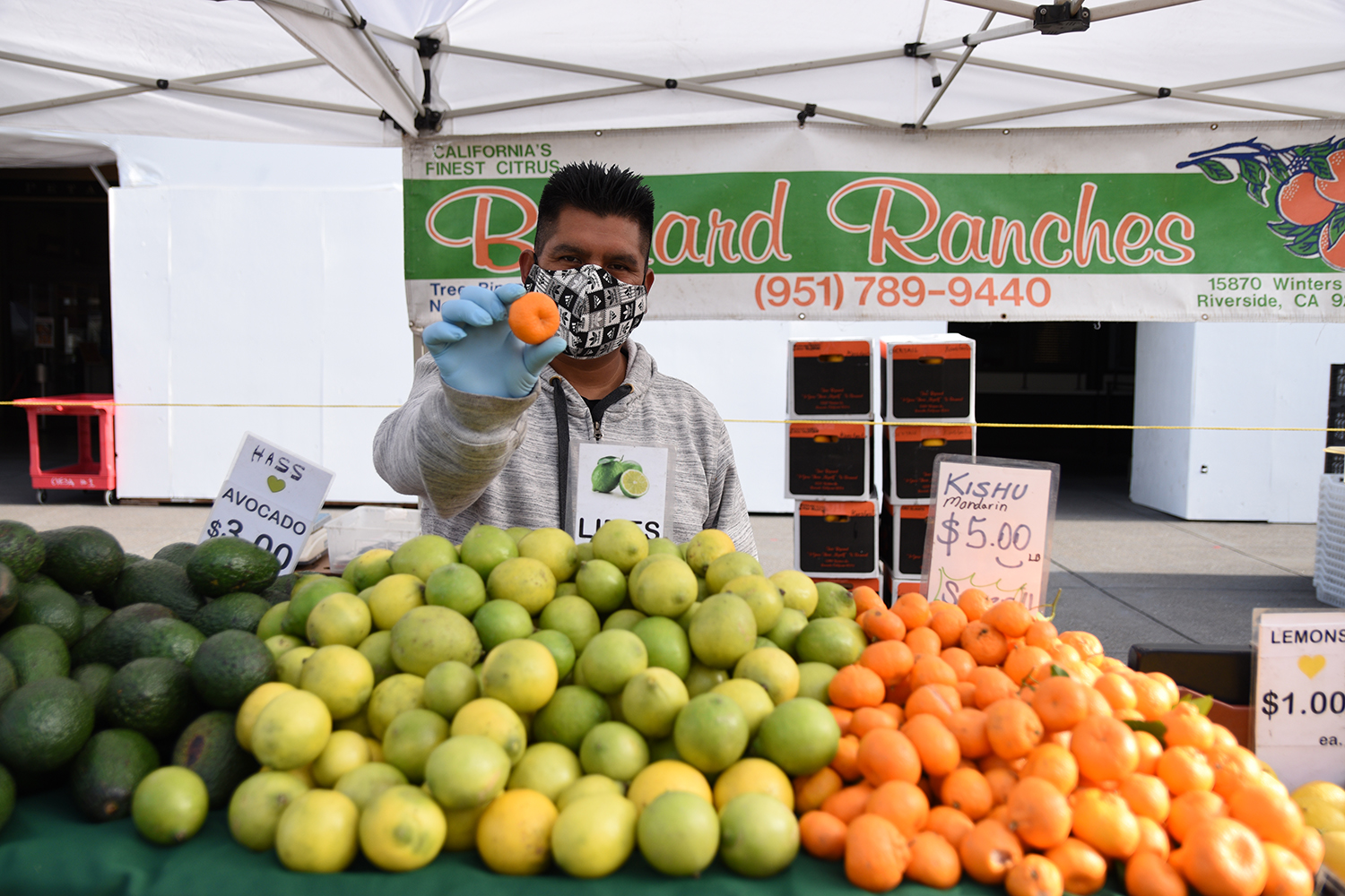 Bernard Ranches with citrus at Ferry Plaza Farmers Market stand